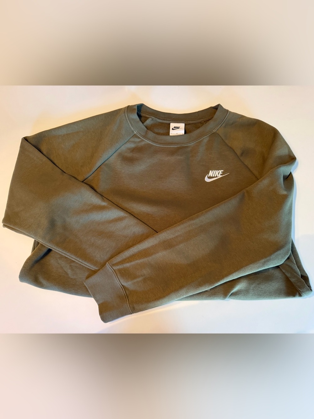 Nike Olive Green Crewneck Sweatshirt with White Logo